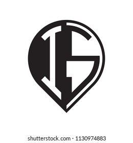 initial letter pin logo black