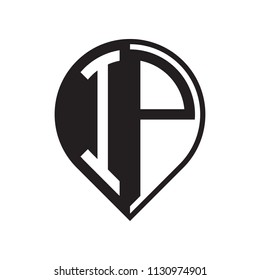 initial letter pin logo black
