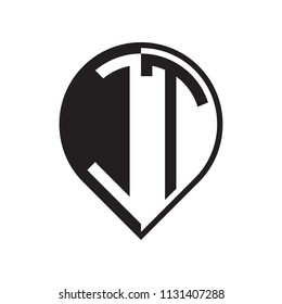 initial letter pin logo black