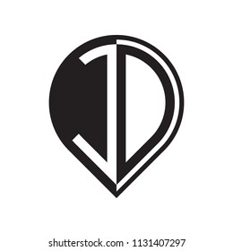 initial letter pin logo black