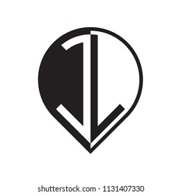 initial letter pin logo black