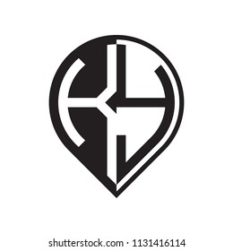 initial letter pin logo black