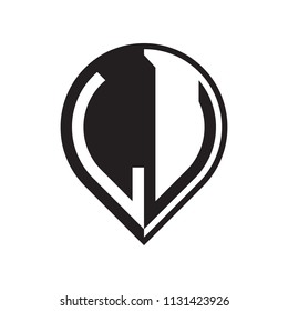 initial letter pin logo black