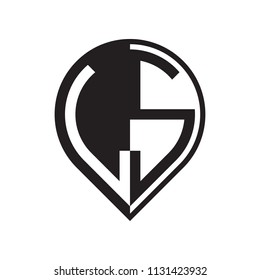 initial letter pin logo black