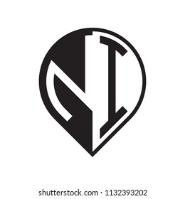 initial letter pin logo black
