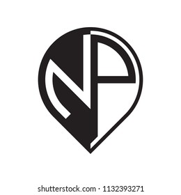initial letter pin logo black