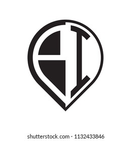 initial letter pin logo black