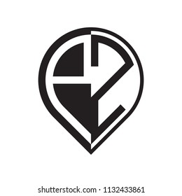 initial letter pin logo black