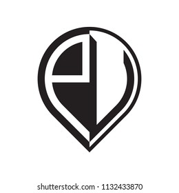 initial letter pin logo black