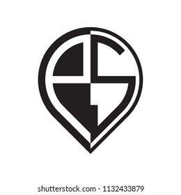 initial letter pin logo black