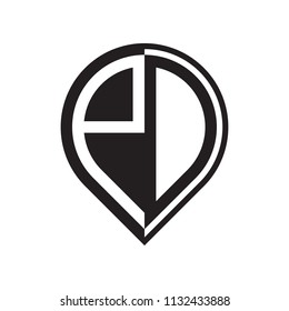 initial letter pin logo black