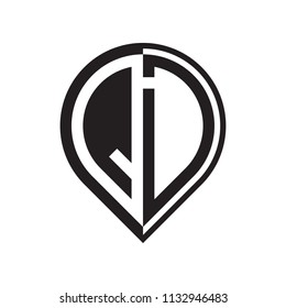 initial letter pin logo black