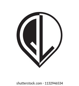 initial letter pin logo black