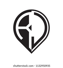initial letter pin logo black PA to PZ-04