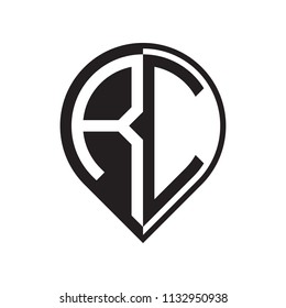 initial letter pin logo black PA to PZ-04