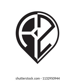 initial letter pin logo black PA to PZ-04