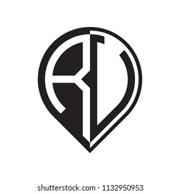 initial letter pin logo black PA to PZ-04
