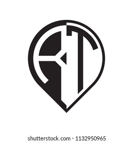 initial letter pin logo black PA to PZ-04