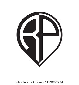 initial letter pin logo black PA to PZ-04