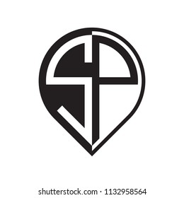 initial letter pin logo black
