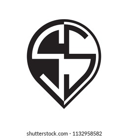 initial letter pin logo black