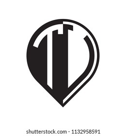 initial letter pin logo black