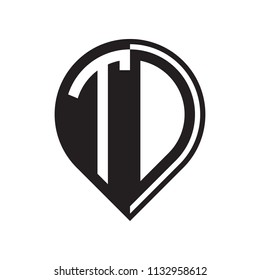 initial letter pin logo black