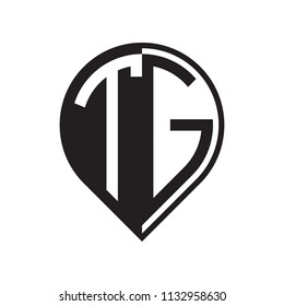 initial letter pin logo black
