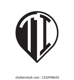 initial letter pin logo black