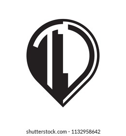 initial letter pin logo black