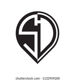initial letter pin logo black