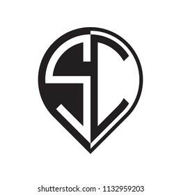 initial letter pin logo black