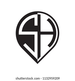 initial letter pin logo black