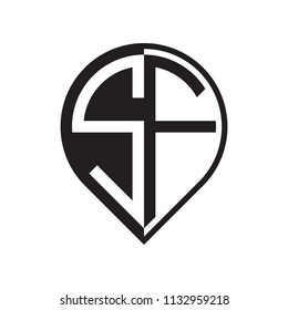 initial letter pin logo black