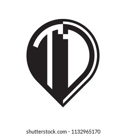 initial letter pin logo black