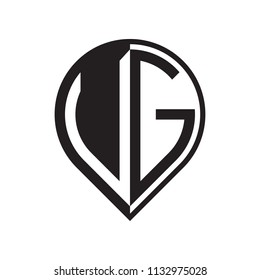 initial letter pin logo black