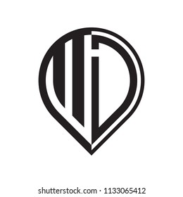 initial letter pin logo black
