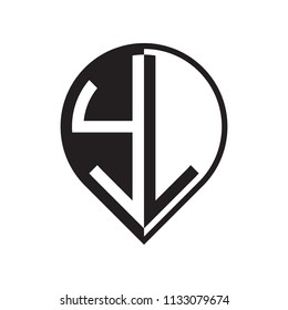 initial letter pin logo black
