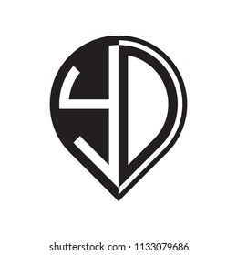 initial letter pin logo black
