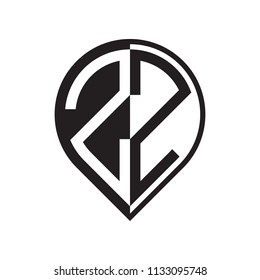 initial letter pin logo black