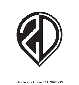 initial letter pin logo black