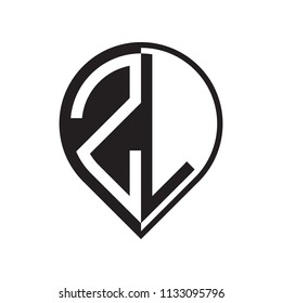 initial letter pin logo black