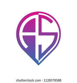 initial letter pin logo blue purple