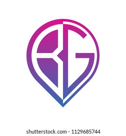 initial letter pin logo blue purple