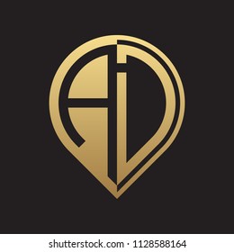initial letter pin logo gold
