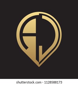 initial letter pin logo gold