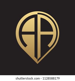 initial letter pin logo gold