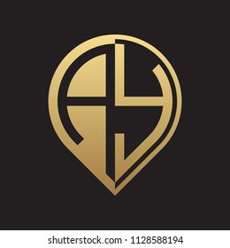 initial letter pin logo gold
