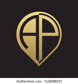 initial letter pin logo gold
