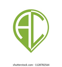 initial letter pin logo green